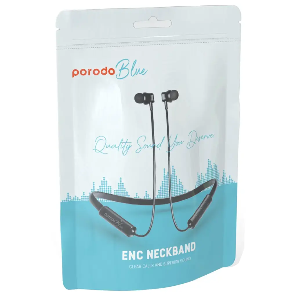 Porodo Blue ENC Neckband In-Ear Earphones - Black