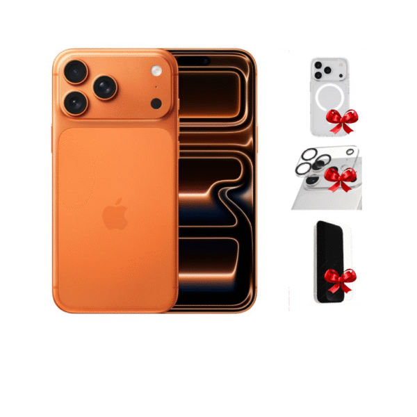 هاتف ايفون 17 برو jp من ابل 6.3 بوصة 256 جيجا - برتقالي , مع غطاء حماية , حماية كاميرا , حماية شاشة