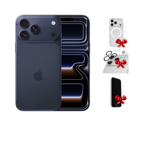 هاتف ايفون 17 برو  jp من ابل 6.3 بوصة 256 جيجا - ازرق غامق , مع غطاء حماية , حماية كاميرا , حماية شاشة