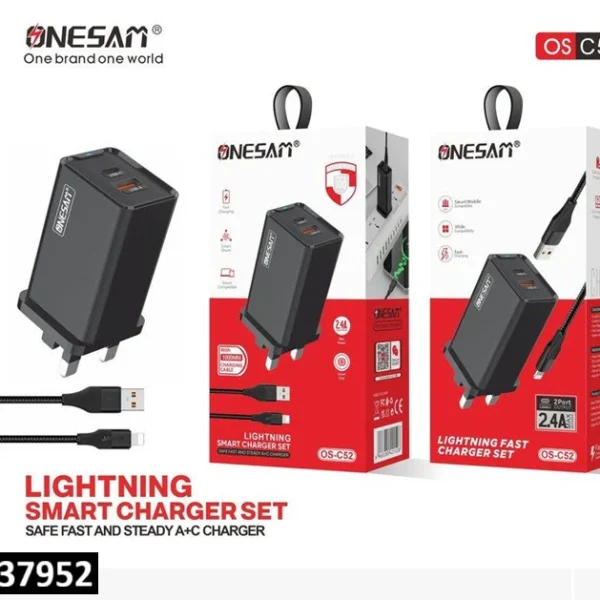 ONESAM Lightning Smart Charger Set OS-C52 – شحن ذكي وسريع لأجهزة آيفون