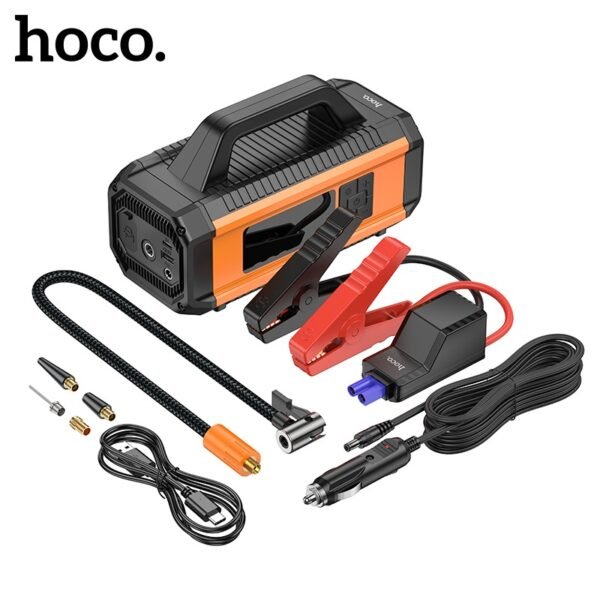 HOCO QS4 10000mAh Air Pump & Emergency Start Power Bank – بوكس طوارئ السيارة المتكامل